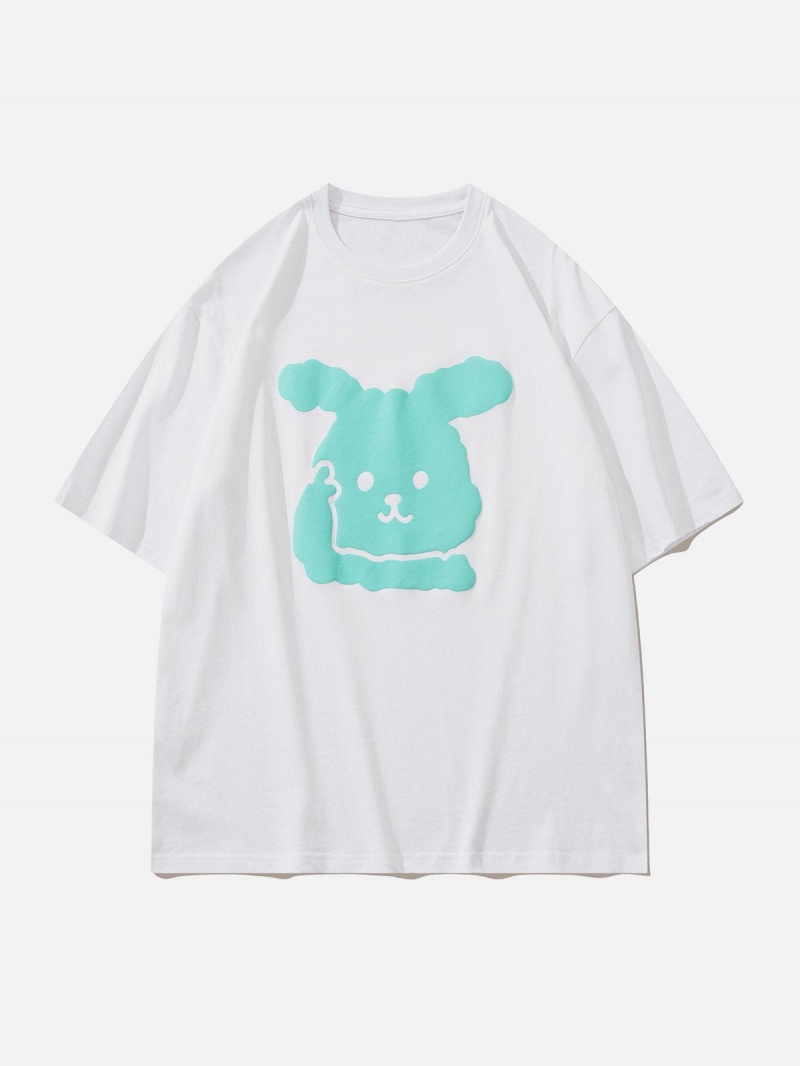 Noir  T Shirts Aelfric Eden Foam Rabbit Print Tee - GUH-9831675